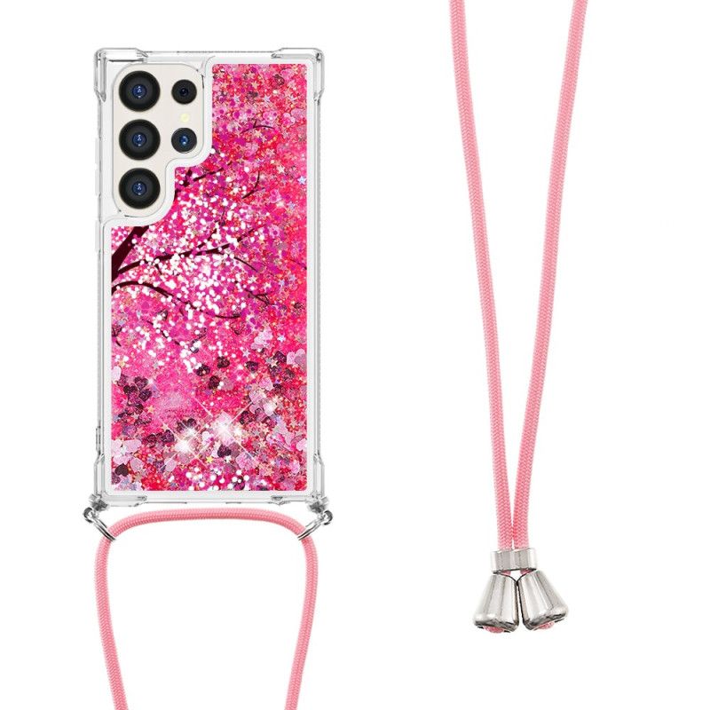 Coque Samsung Galaxy S24 Ultra 5G Paillettes Fleurs de Cerisier