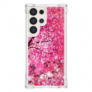 Coque Samsung Galaxy S24 Ultra 5G Paillettes Fleurs de Cerisier