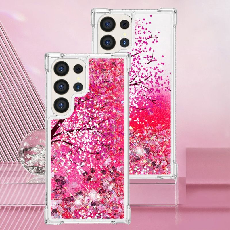 Coque Samsung Galaxy S24 Ultra 5G Paillettes Fleurs de Cerisier