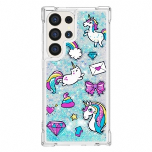 Coque Samsung Galaxy S24 Ultra 5G Paillettes Licornes et Diamants