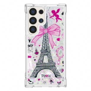 Coque Samsung Galaxy S24 Ultra 5G Paillettes Tour Eiffel