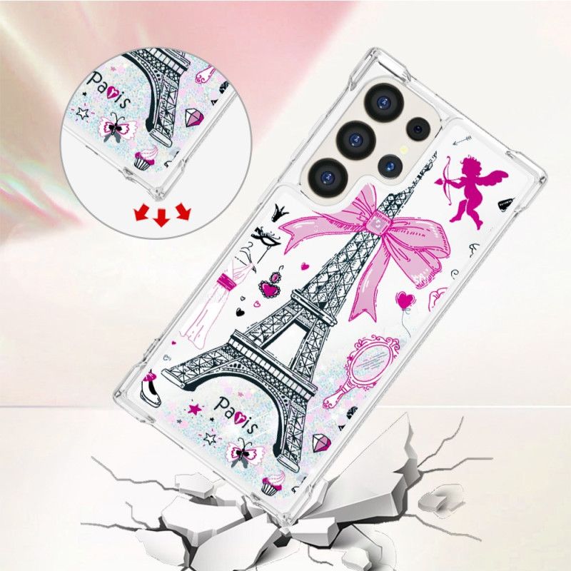 Coque Samsung Galaxy S24 Ultra 5G Paillettes Tour Eiffel