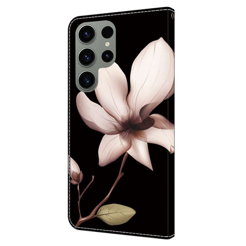 Housse Samsung Galaxy S24 Ultra 5G Fleur Rose sur Fond Noir