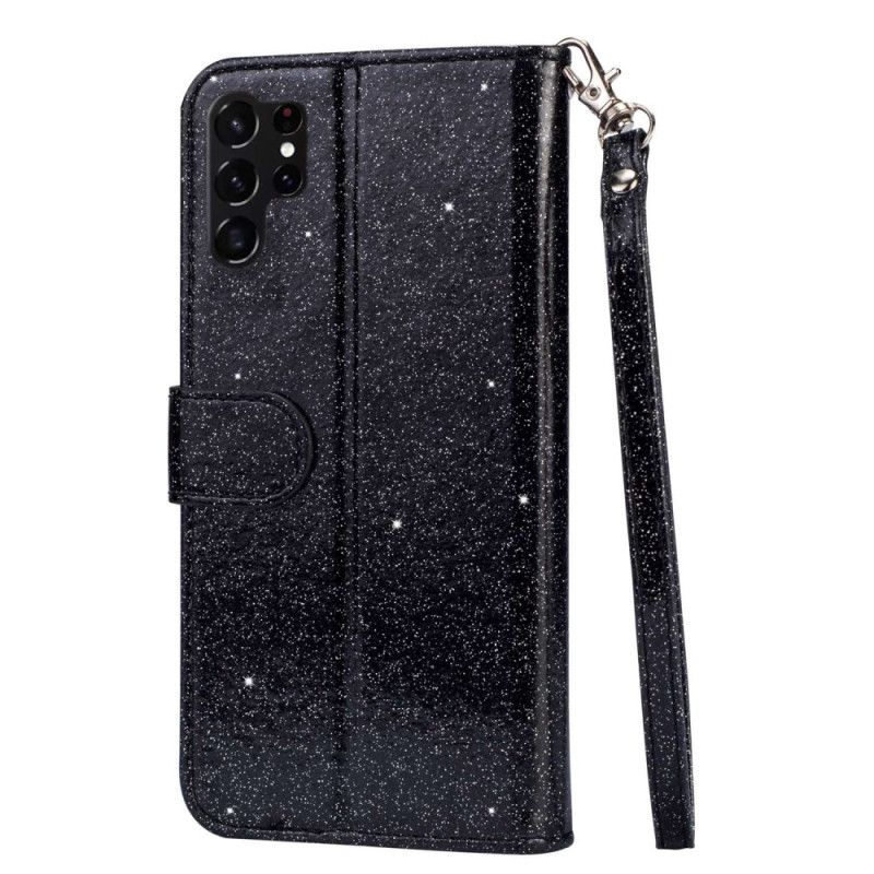 Housse Samsung Galaxy S24 Ultra 5G Paillettes et Lanière