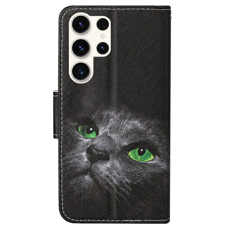 Housse Samsung Galaxy S24 Ultra 5G Yeux de Chat à Lanière