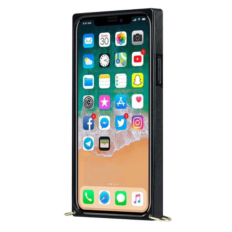 Coque iPhone 12 Pro Max Effet Cuir Matelassé et Cordon