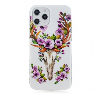 Coque iPhone 12 Pro Max Luminous Cerf et fleurs