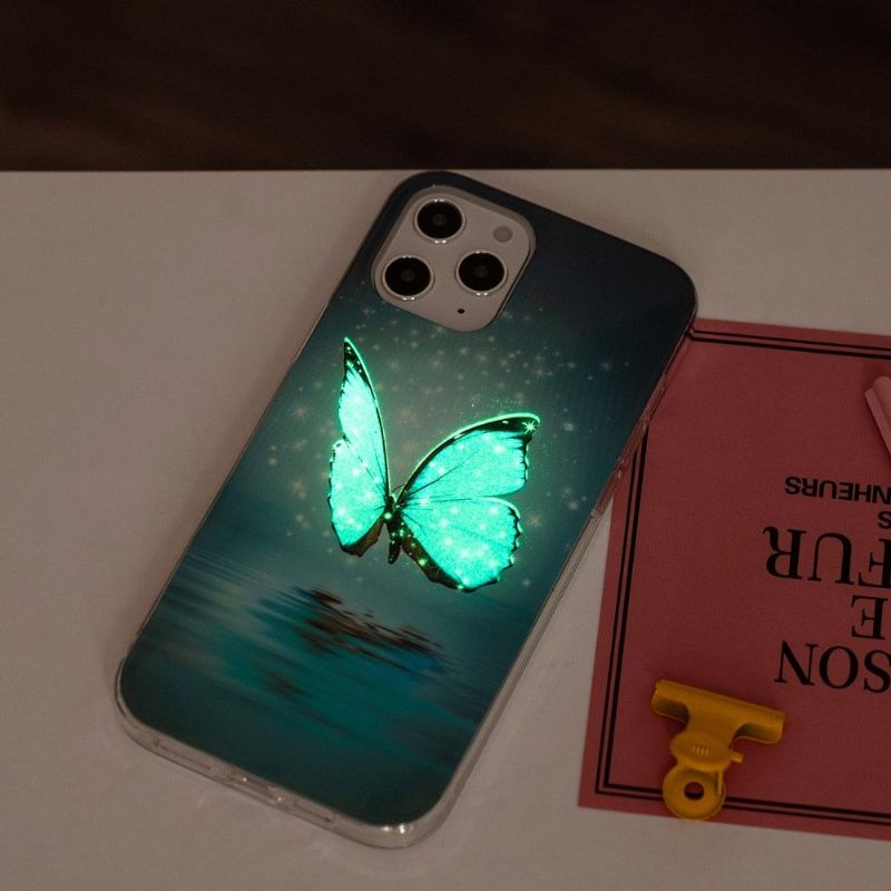 Coque iPhone 12 Pro Max Luminous papillon bleu