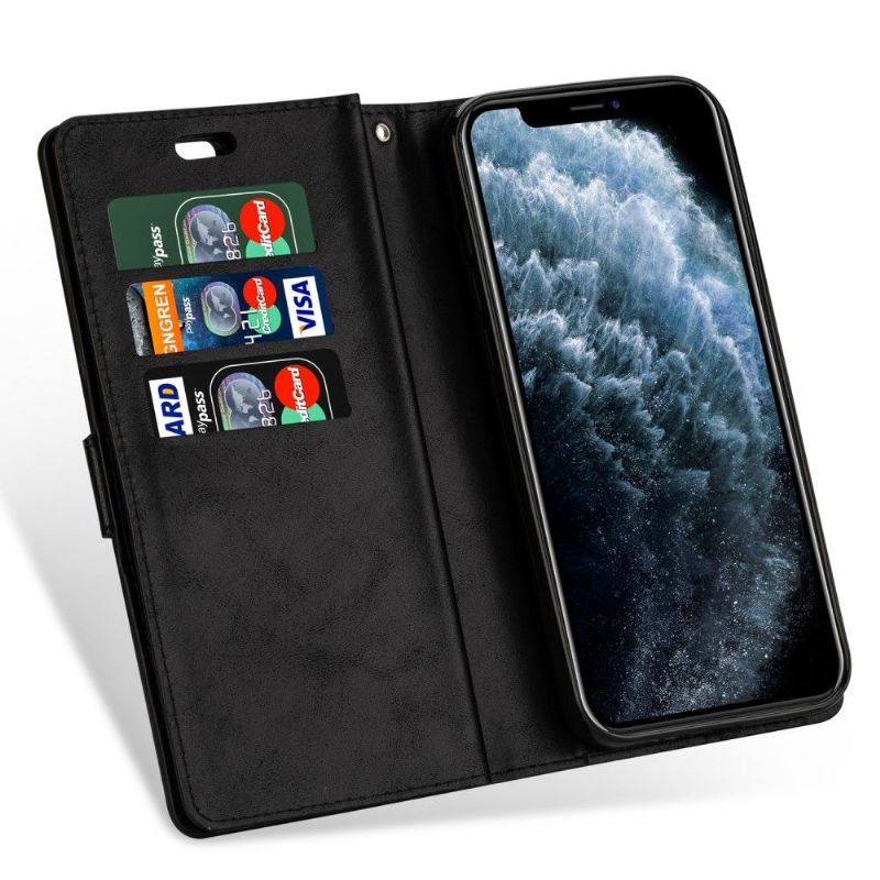 Housse iPhone 12 Pro Max Porte Cartes Simili Cuir à Lanière