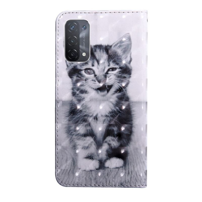 Housse Oppo A54 5G / A74 5G Chaton avec Lanière