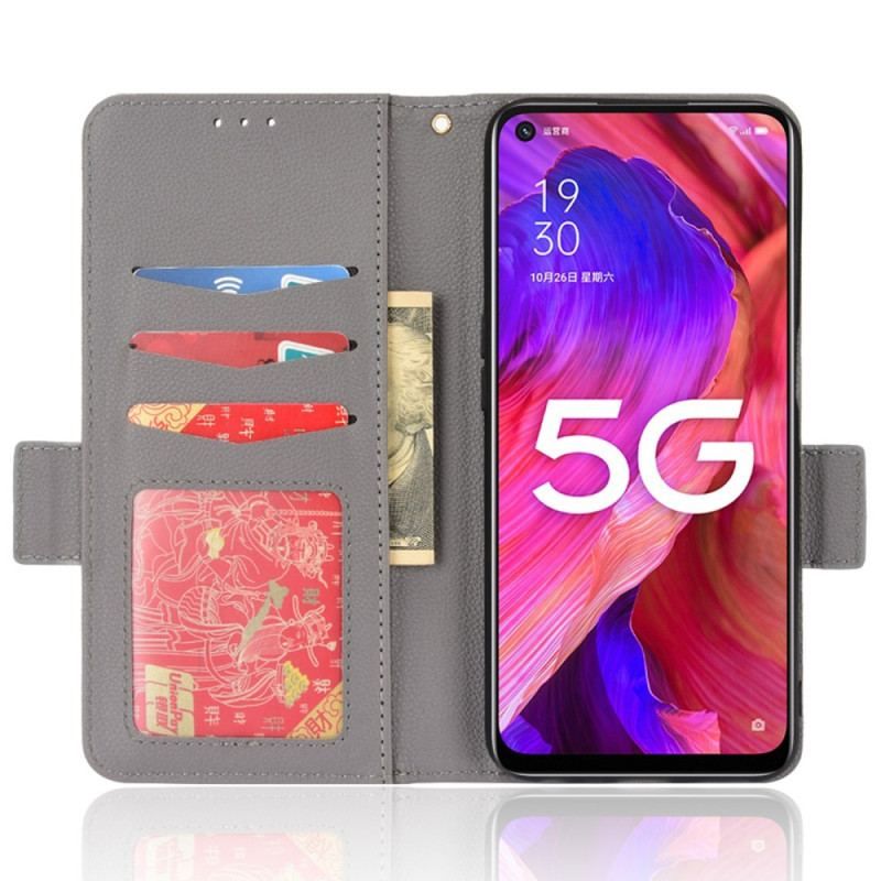 Housse Oppo A54 5G / A74 5G Cuir Litchi Double Fermoir