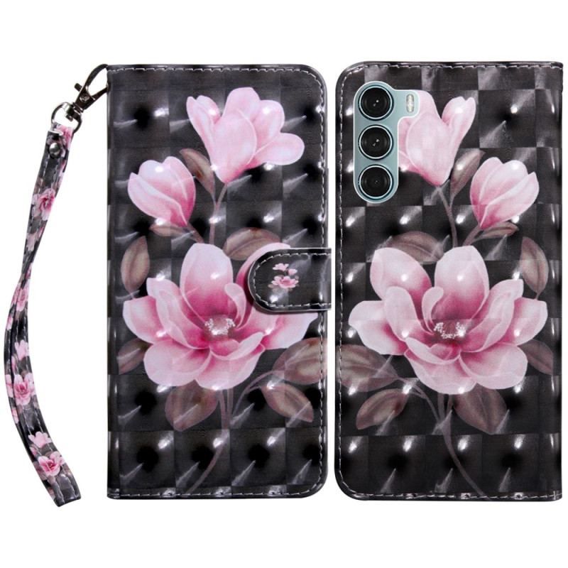 Housse Oppo A54 5G / A74 5G Fleurs avec Lanière