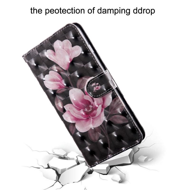 Housse Oppo A54 5G / A74 5G Fleurs avec Lanière