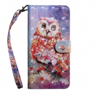 Housse Oppo A54 5G / A74 5G Hibou avec Lanière