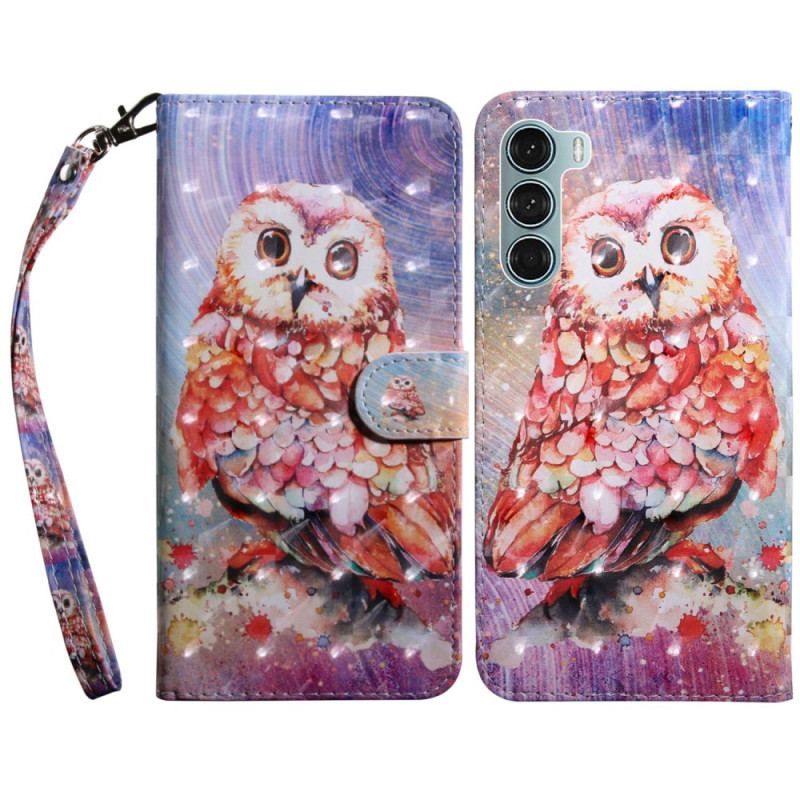 Housse Oppo A54 5G / A74 5G Hibou avec Lanière