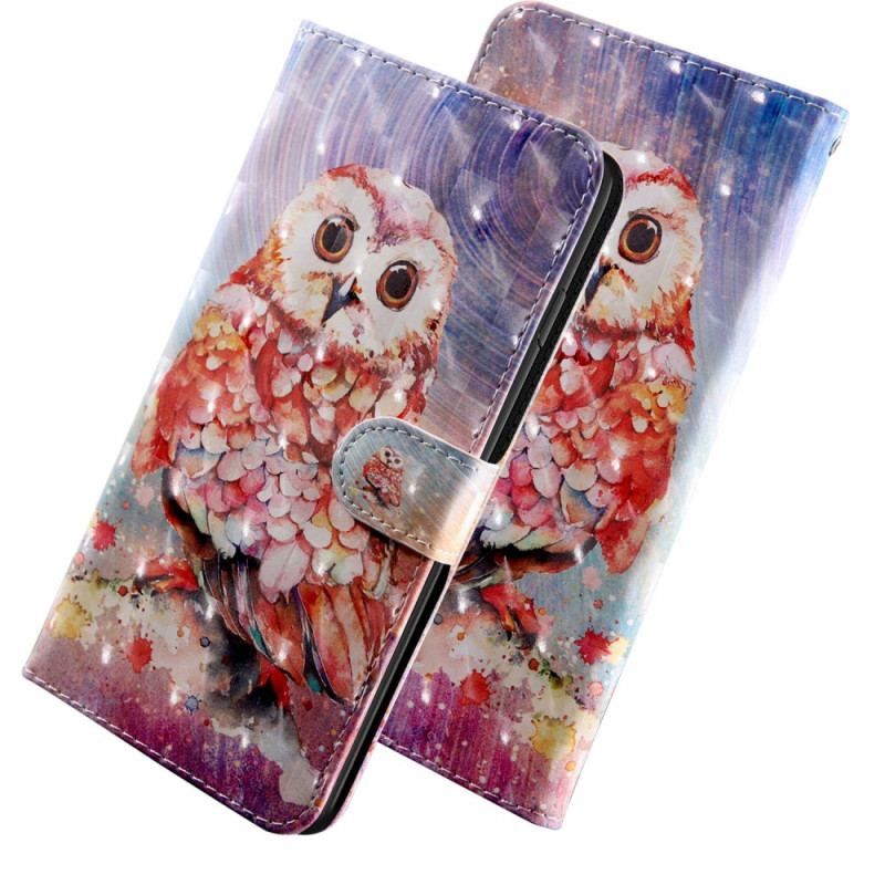 Housse Oppo A54 5G / A74 5G Hibou avec Lanière