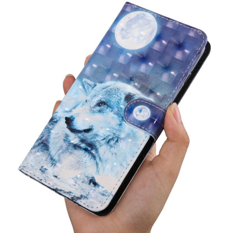 Housse Oppo A54 5G / A74 5G Loup avec Lanière