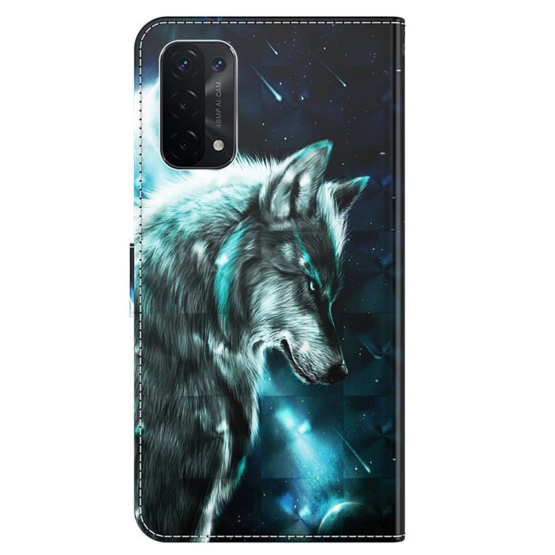 Housse Oppo A54 5G / A74 5G Loup à Lanière