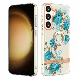 Coque Samsung Galaxy S24 Plus 5G Anneau-Support Florale