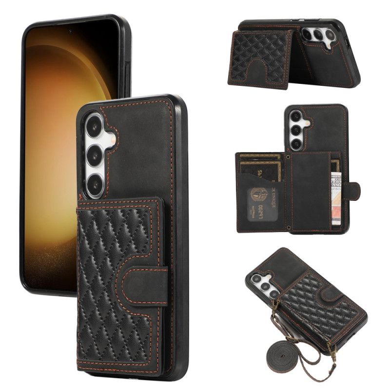 Coque Samsung Galaxy S24 Plus 5G avec Porte-Cartes Support et Bandoulière