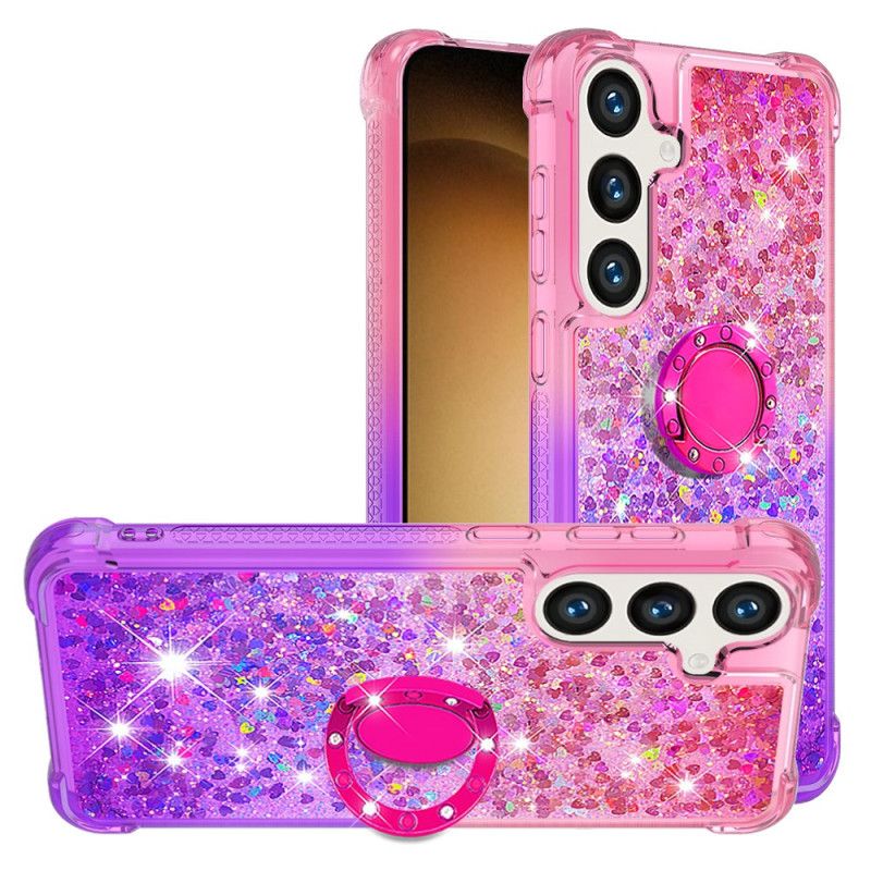 Coque Samsung Galaxy S24 Plus 5G Paillettes et Anneau-Support