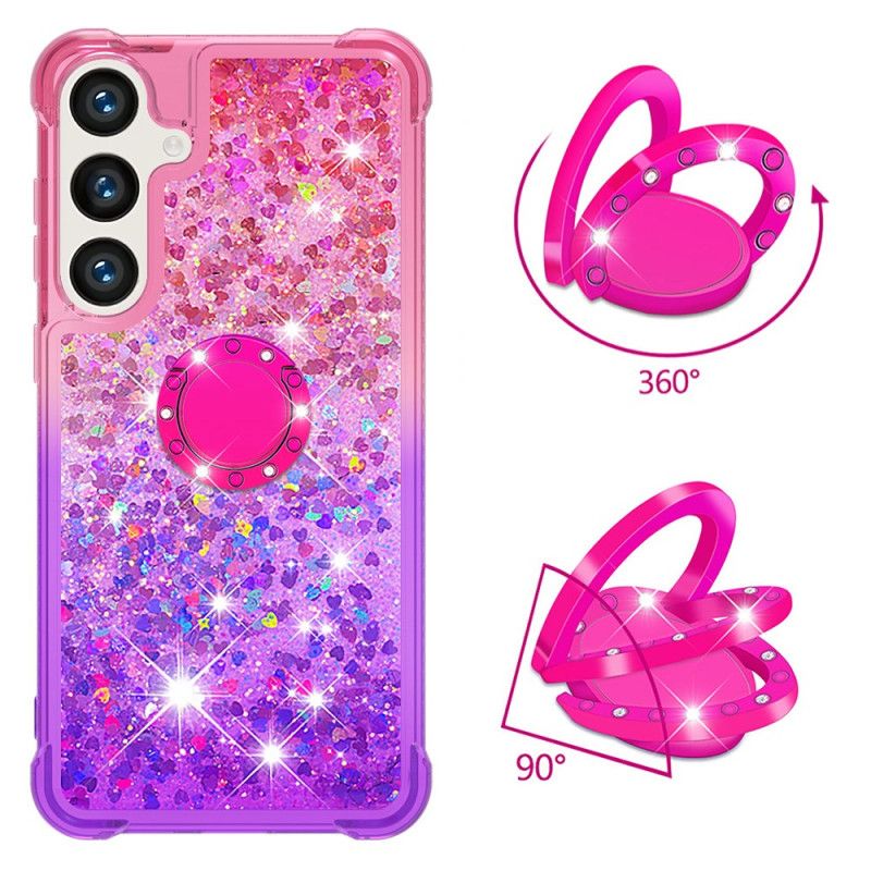 Coque Samsung Galaxy S24 Plus 5G Paillettes et Anneau-Support