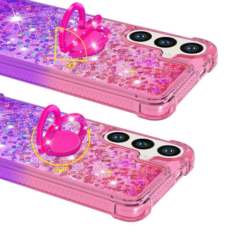 Coque Samsung Galaxy S24 Plus 5G Paillettes et Anneau-Support