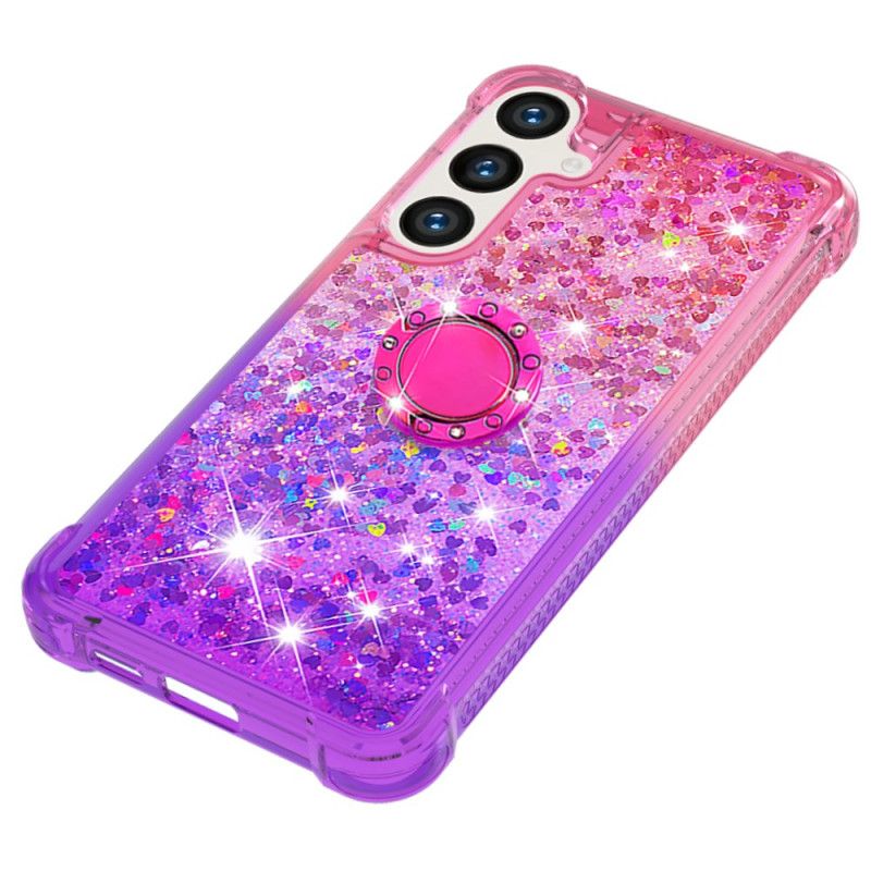 Coque Samsung Galaxy S24 Plus 5G Paillettes et Anneau-Support