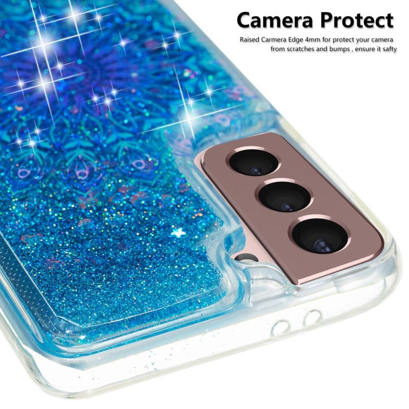 Coque Samsung Galaxy S24 Plus 5G Paillettes Liquides et Mandala