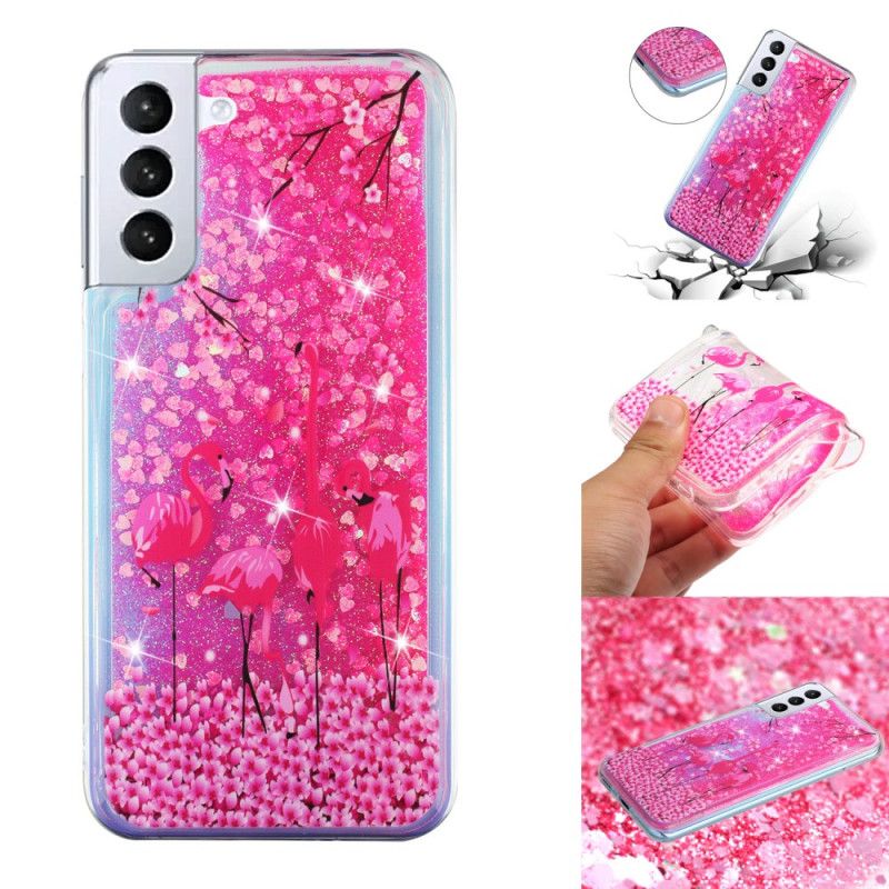 Coque Samsung Galaxy S24 Plus 5G Paillettes Liquides Oiseau