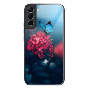 Coque Samsung Galaxy S24 Plus 5G Verre Trempé Fleur et Papillon