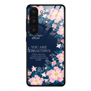 Coque Samsung Galaxy S24 Plus 5G Verre Trempé Fleurs Roses