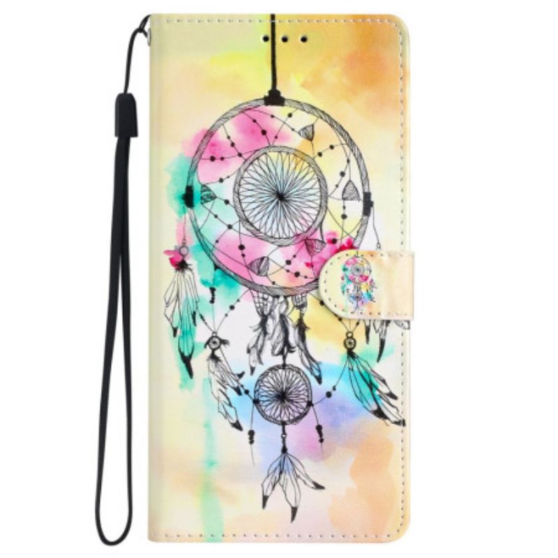 Housse Samsung Galaxy S24 Plus 5G Attrape Rêves Aquarelle à Lanière