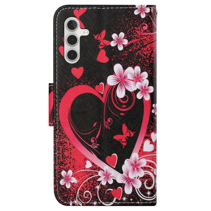 Housse Samsung Galaxy S24 Plus 5G Coeur Rouge à Lanière