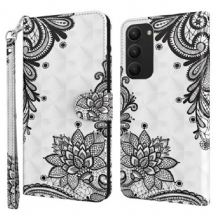 Housse Samsung Galaxy S24 Plus 5G Fleur de Dentelle à Lanière