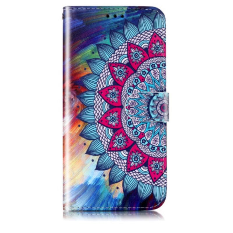 Housse Samsung Galaxy S24 Plus 5G Fleur de Mandala à Lanière