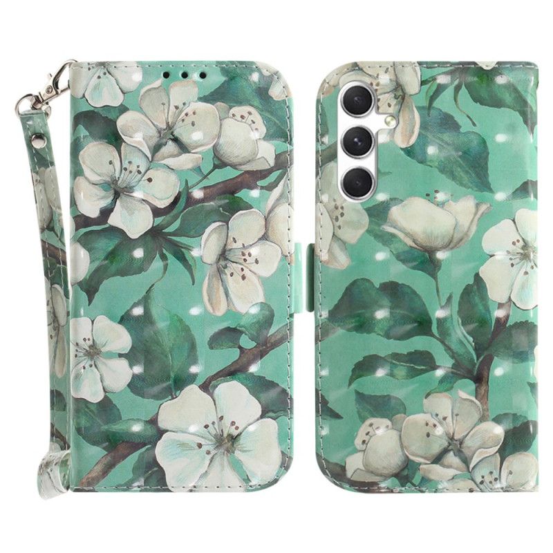 Housse Samsung Galaxy S24 Plus 5G Fleurs Aquarelle à Lanière