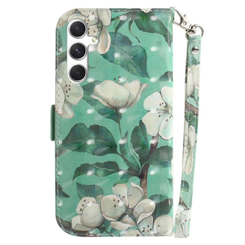 Housse Samsung Galaxy S24 Plus 5G Fleurs Aquarelle à Lanière