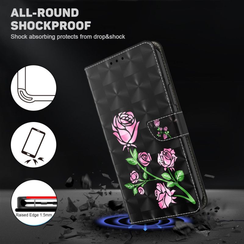 Housse Samsung Galaxy S24 Plus 5G Fleurs Roses à Lanière