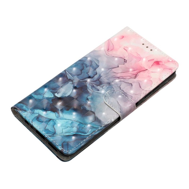 Housse Samsung Galaxy S24 Plus 5G Marbre Rose Bleu à Lanière