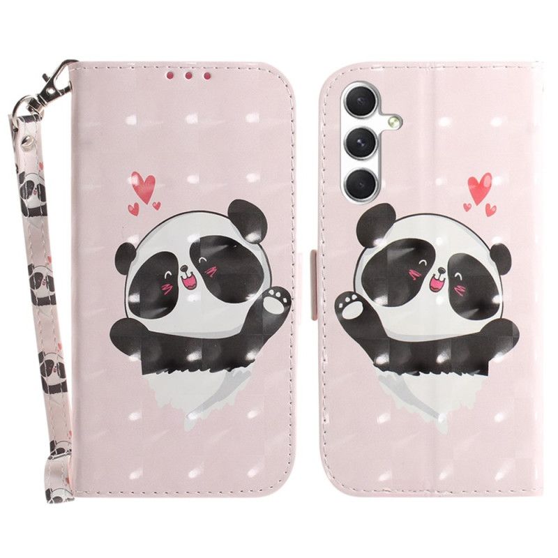 Housse Samsung Galaxy S24 Plus 5G Panda Love à Lanière