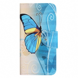 Housse Samsung Galaxy S24 Plus 5G Papillon Jaune et Bleu