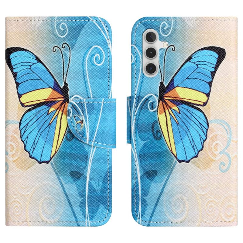 Housse Samsung Galaxy S24 Plus 5G Papillon Jaune et Bleu