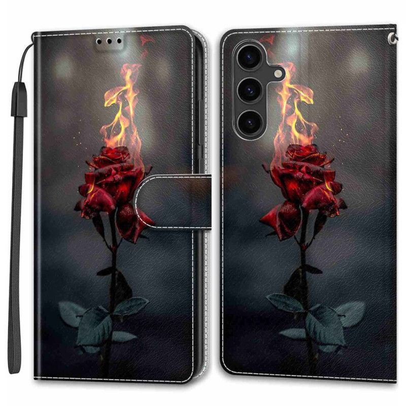 Housse Samsung Galaxy S24 Plus 5G Rose Feu à Lanière