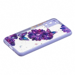 Coque Samsung Galaxy S20 fleurs et papillons violets