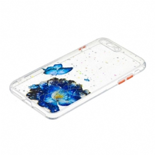 Coque iPhone 8 Plus / 7 Plus fleurs et papillons bleus