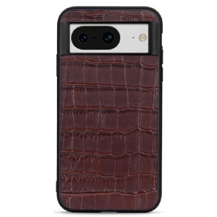 Coque Google Pixel 8 Véritable Cuir Style Crocodile