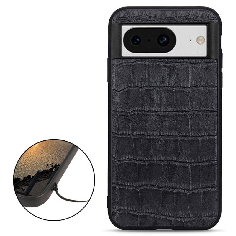 Coque Google Pixel 8 Véritable Cuir Style Crocodile