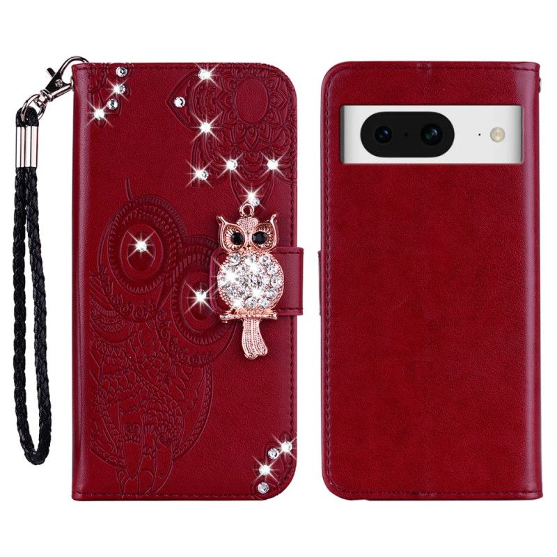 Housse Google Pixel 8 Hibou Mandala et Breloque