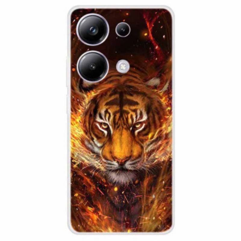 Coque Xiaomi Redmi Note 13 Pro 4G / Poco M6 Pro 4G Tigre en Flammes